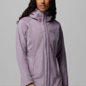 Columbia Lavender Hooded Fleece Long Length Jacket Women's Sz M